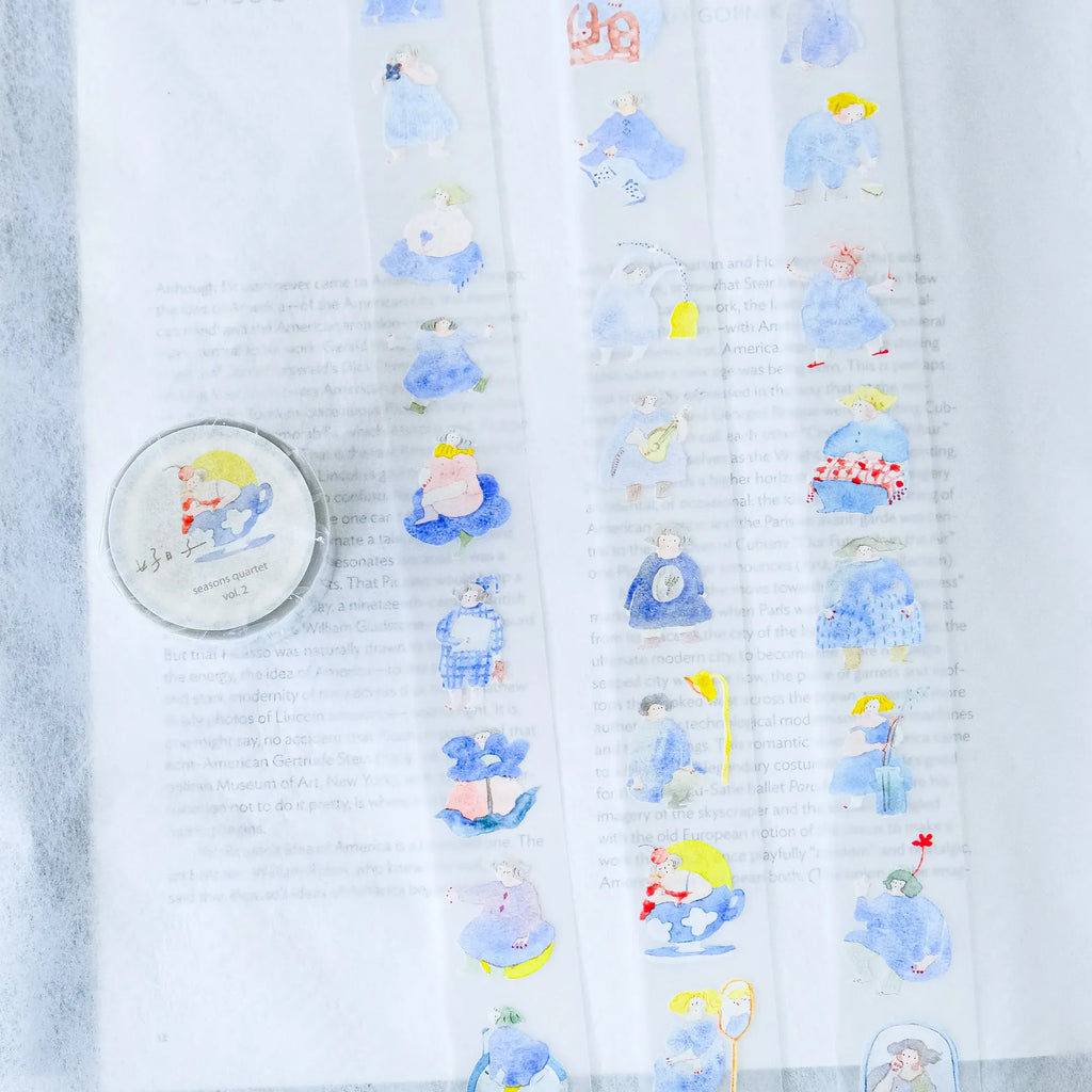 Seasons Quartet Vol.2 PET Tape by Dodolulu — character PET tape on a textured surface, for journaling