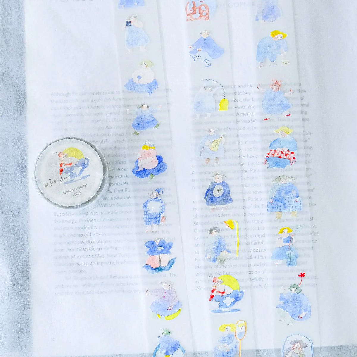 Seasons Quartet Vol.2 PET Tape by Dodolulu — character PET tape on a textured surface, for journaling
