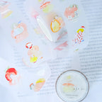 Seasons Quartet Vol.1 PET Tape by Dodolulu — character PET tape design on a book page, for journaling