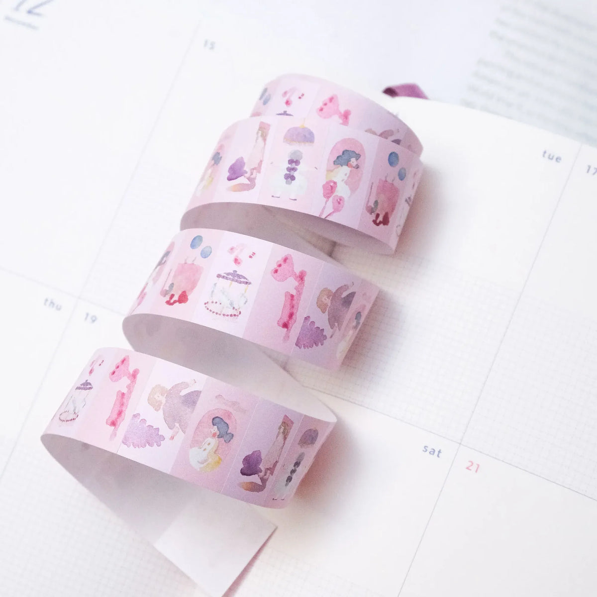 Pink Lullaby Label Tape by Dodolulu — colourful label tape design, for journaling
