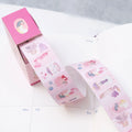 Pink Lullaby Label Tape by Dodolulu — pink cartoon-character label tape roll, for journaling & craft