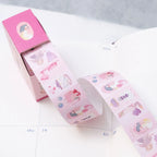 Pink Lullaby Label Tape by Dodolulu — pink cartoon-character label tape roll, for journaling & craft
