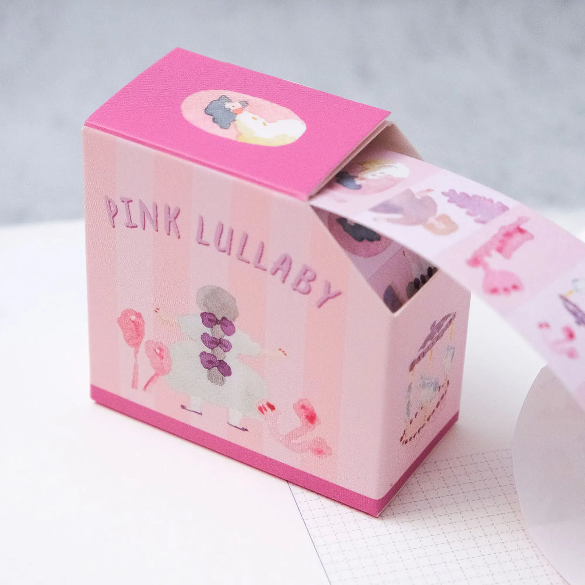 Pink Lullaby Label Tape by Dodolulu — 'Pink Lullaby' boxed label tape roll, for journaling & deco