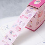 Pink Lullaby Label Tape by Dodolulu — pink cartoon-character label tape design, additional view, for journaling