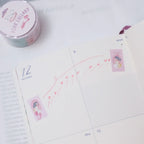 Pink Lullaby Label Tape by Dodolulu — label tape stickers on a calendar page, for journaling