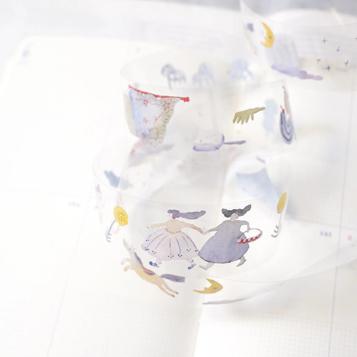 Miles Away .doremi. PET Tape by Dodolulu — pastel figures and teapot PET deco tape roll, for journaling