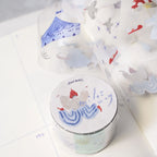 Miles Away .doremi. PET Tape by Dodolulu — tent, birds and chicken PET tape roll on a notebook, for journaling