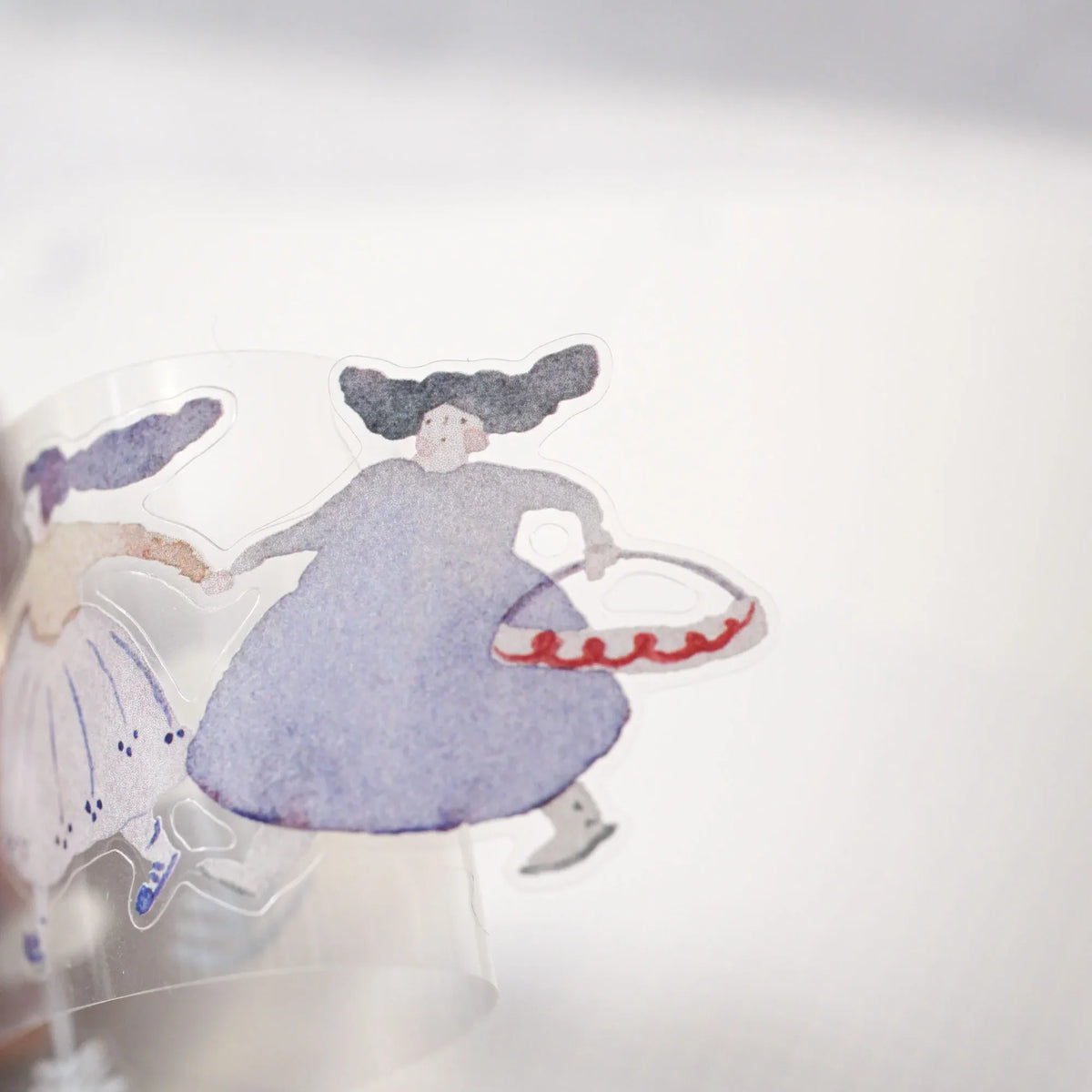 Miles Away .doremi. PET Tape by Dodolulu — lavender-dress figure with a basket PET tape close-up, for journaling