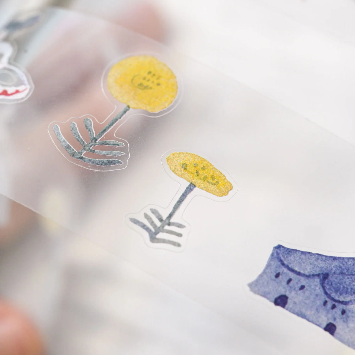 Miles Away .doremi. PET Tape by Dodolulu — small yellow-and-grey flower PET tape design, for journaling