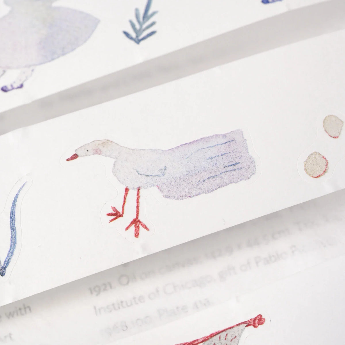 Miles Away .doremi. Washi Tape by Dodolulu — watercolour goose washi tape design close-up, for journaling