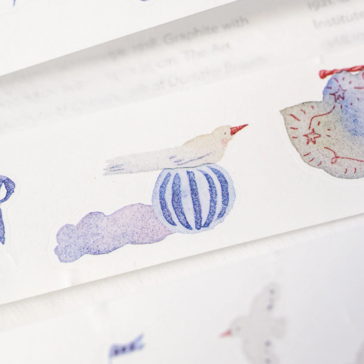 Miles Away .doremi. Washi Tape by Dodolulu — bird-on-a-striped-ornament washi tape design, for journaling