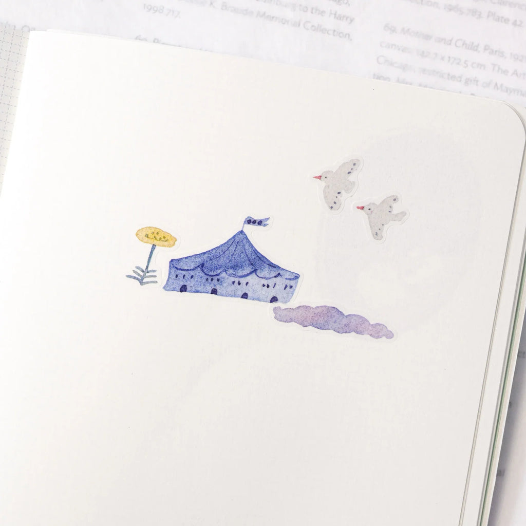 Miles Away .doremi. Washi Tape by Dodolulu — circus tent and birds washi tape design, for journaling