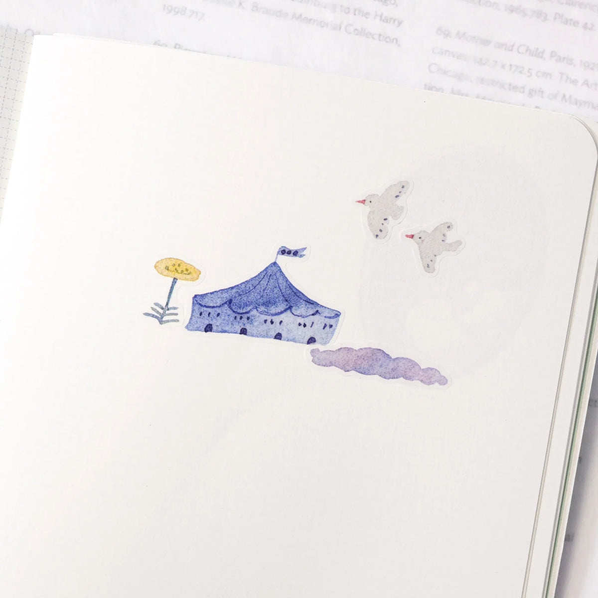 Miles Away .doremi. Washi Tape by Dodolulu — circus tent and birds washi tape design, for journaling