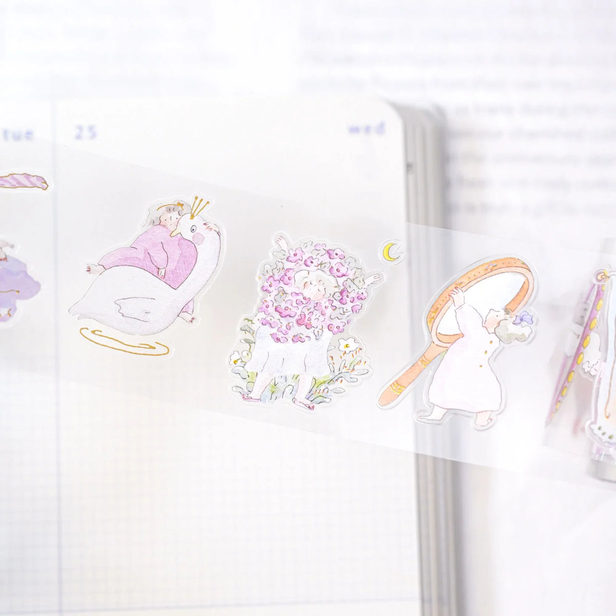 As If By Magic .doremi. PET Tape by Dodolulu — pastel characters PET tape roll on a notebook, for journaling
