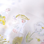 Nestled In Green .doremi. PET Tape by Dodolulu — angel with bow and flowers PET tape design, for journaling