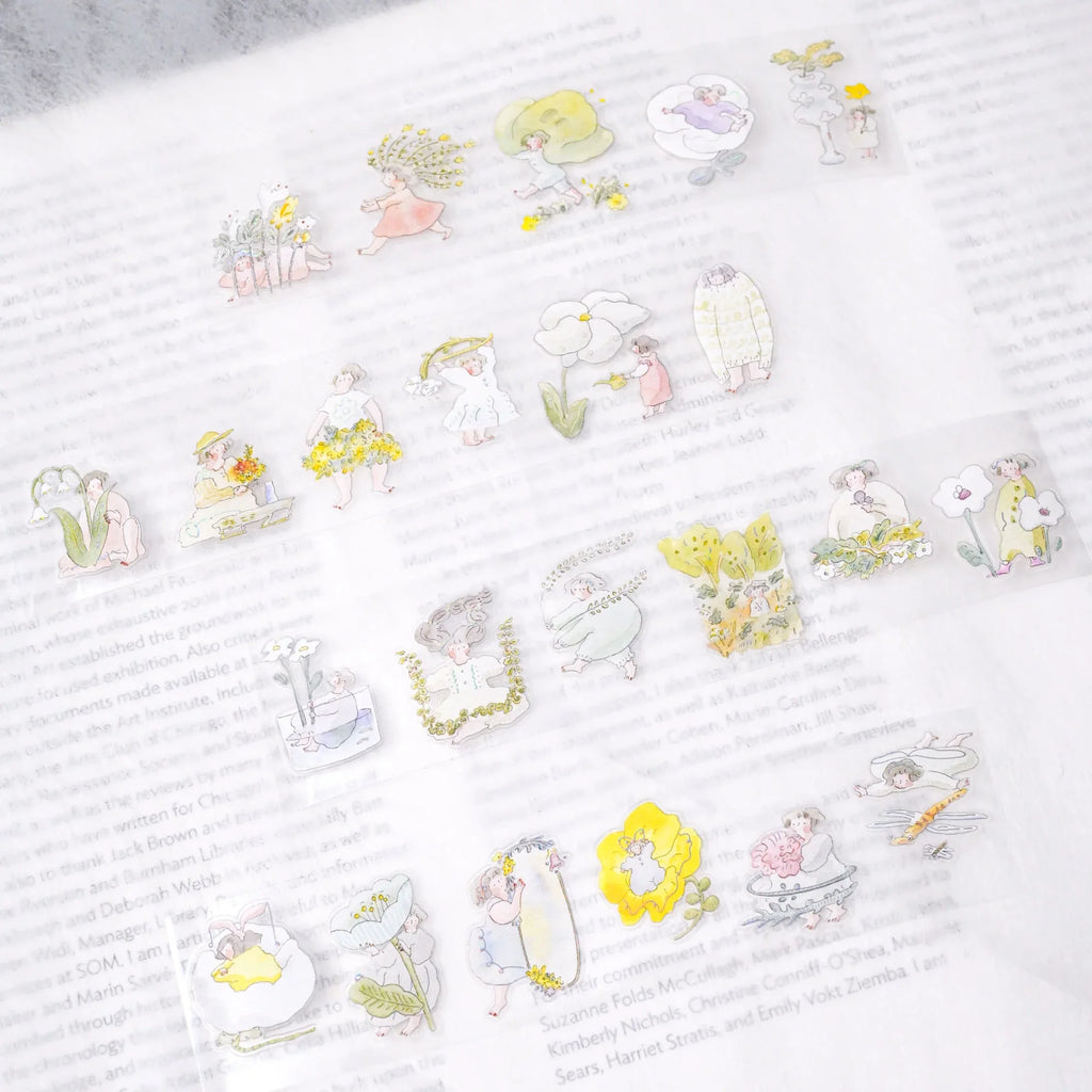 Nestled In Green .doremi. PET Tape by Dodolulu — fairies, flowers and butterflies PET tape design, for journaling