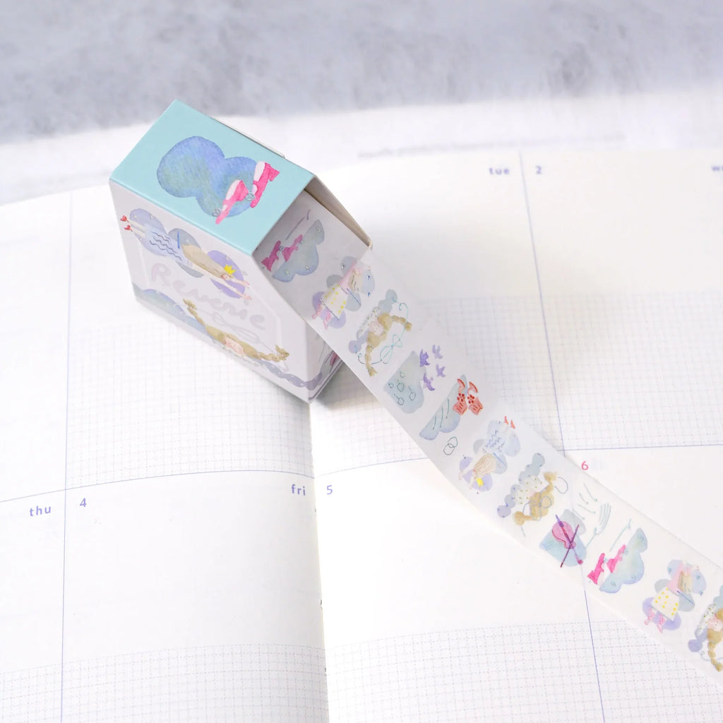 Reverie Foil Washi Label Tape by Dodolulu — animal-design washi label tape in a calendar, for journaling
