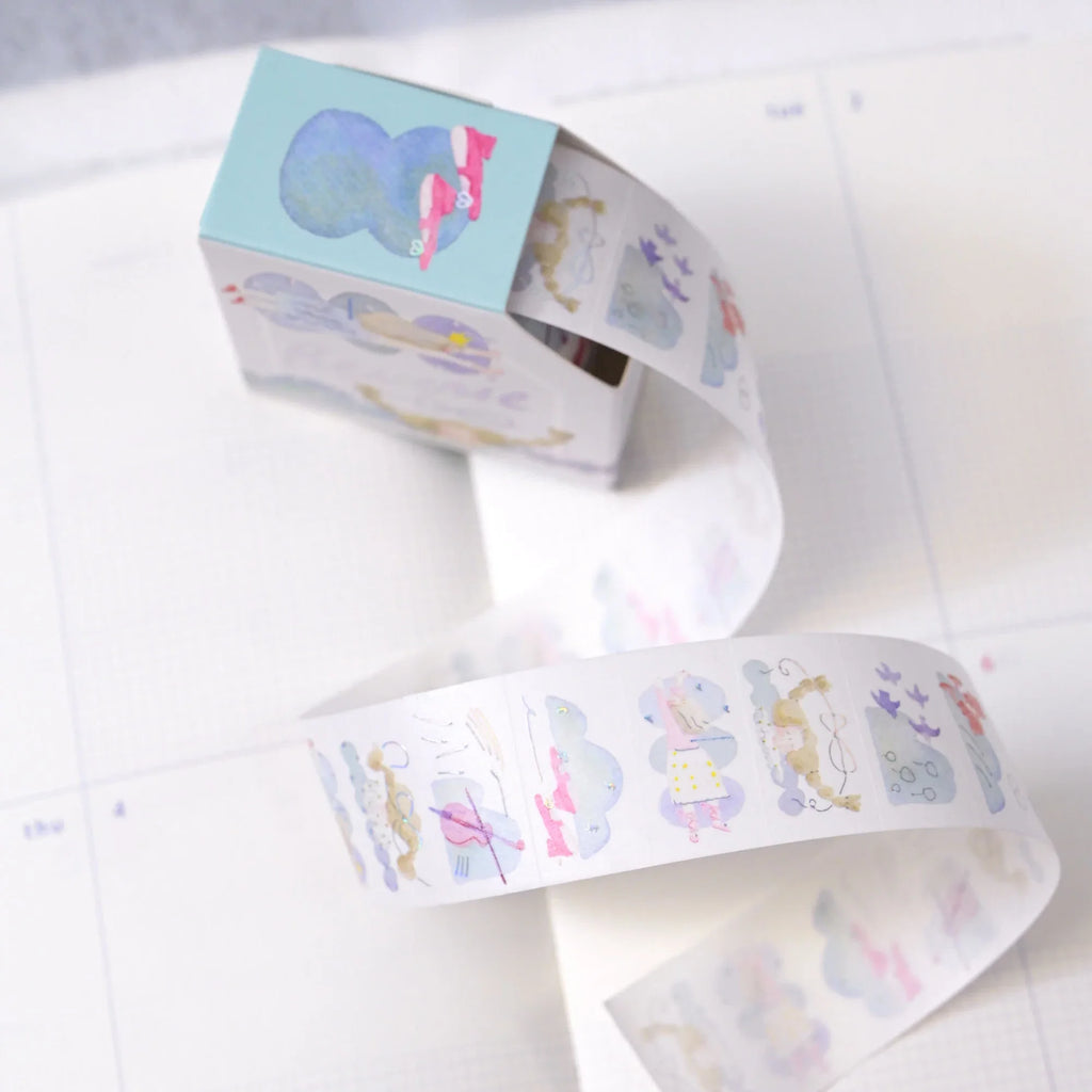 Reverie Foil Washi Label Tape by Dodolulu — pastel animal washi label tape and box, for journaling