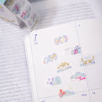 Reverie Foil Washi Label Tape by Dodolulu — cloud-and-bird washi label tape stickers with box, for journaling