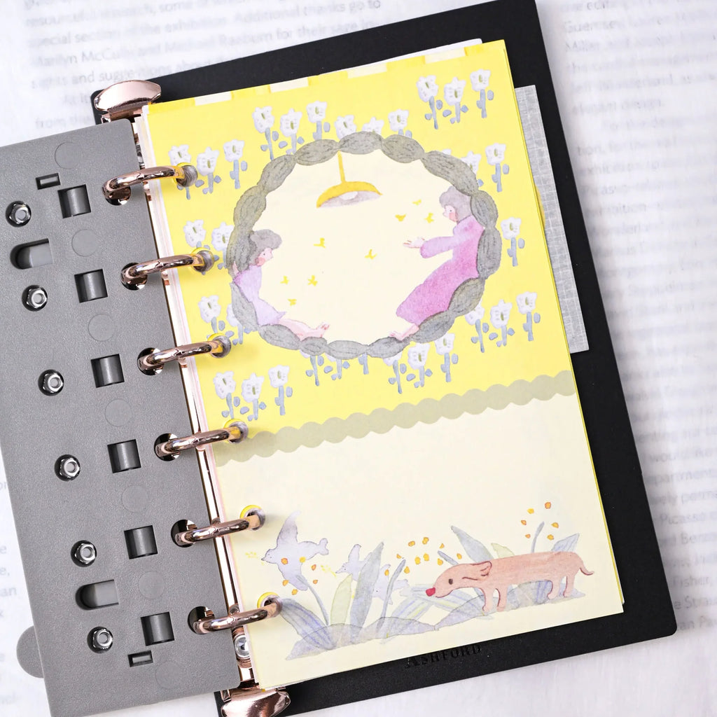 Follow The Bloom M6 Notebook Refills by Dodolulu — yellow floral illustrated inserts in a ring planner, for journaling