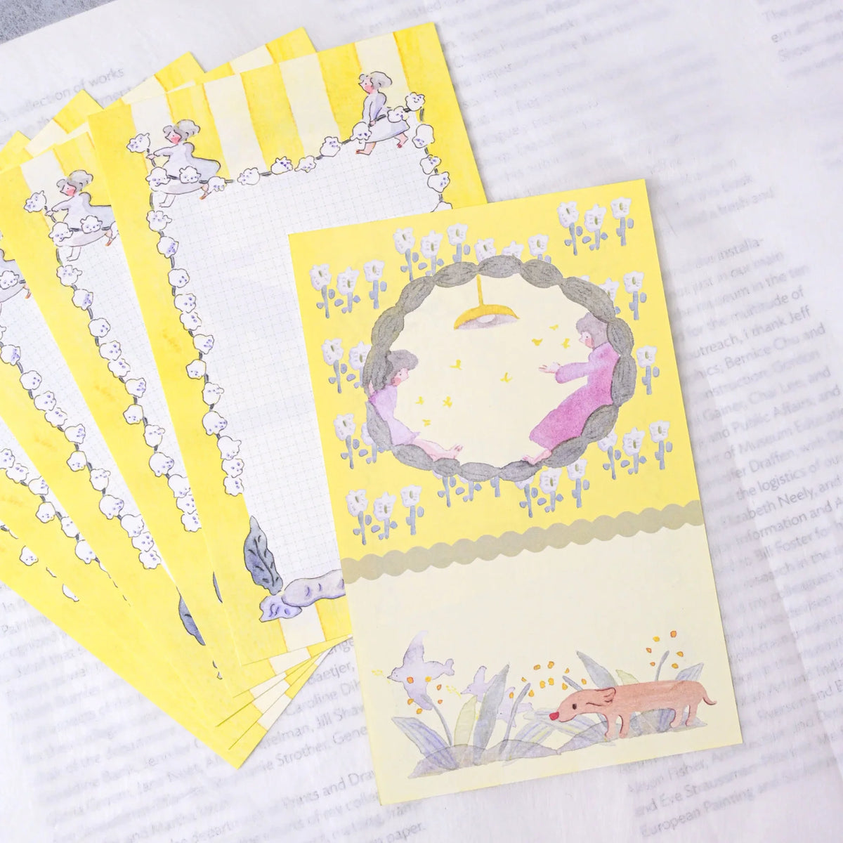 Follow The Bloom M6 Notebook Refills by Dodolulu — stack of yellow illustrated memo inserts, for journaling