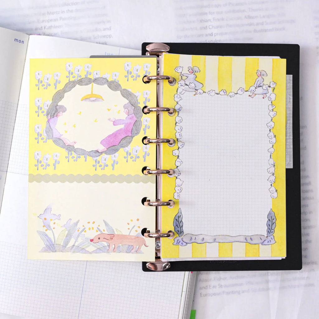 Follow The Bloom M6 Notebook Refills by Dodolulu — yellow cartoon-illustrated planner insert page, for journaling
