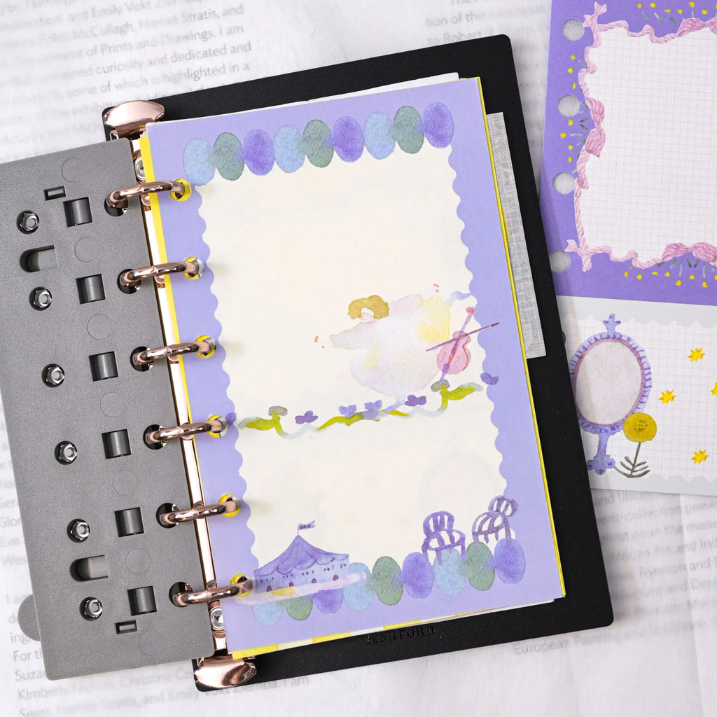 Night Dance M6 Notebook Refills by Dodolulu — fairy-illustration lavender insert in a ring binder, for journaling