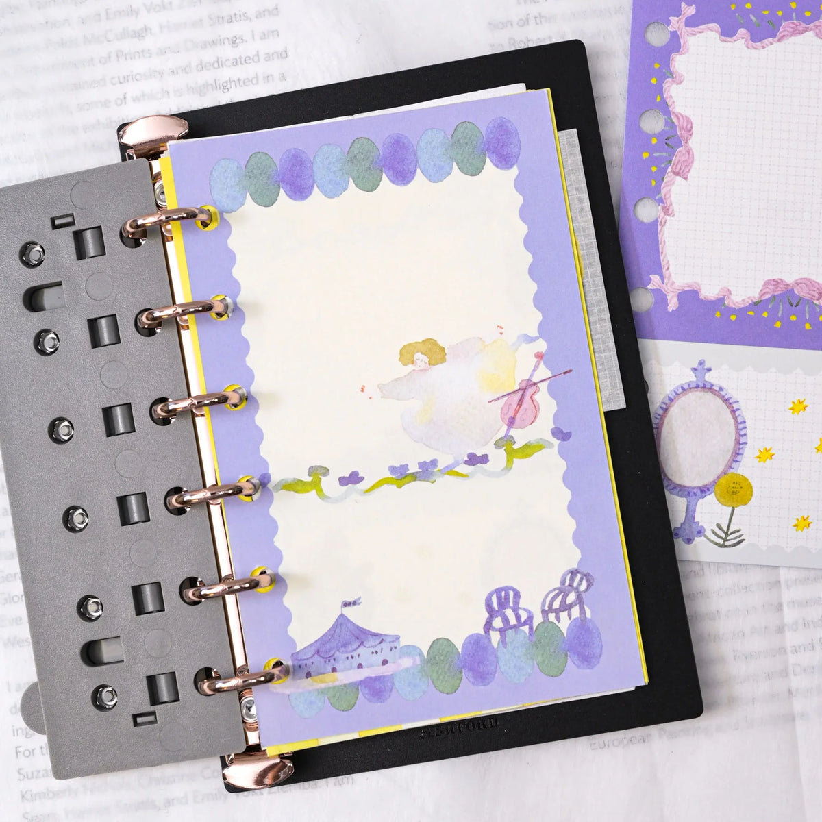 Night Dance M6 Notebook Refills by Dodolulu — fairy-illustration lavender insert in a ring binder, for journaling