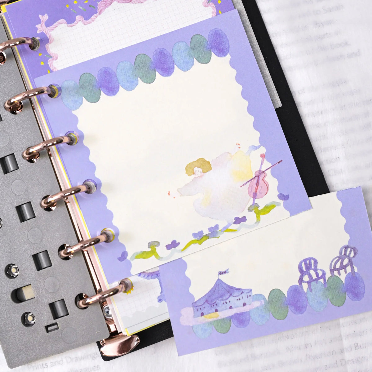 Night Dance M6 Notebook Refills by Dodolulu — lavender pastel inserts in a ring notebook, for journaling