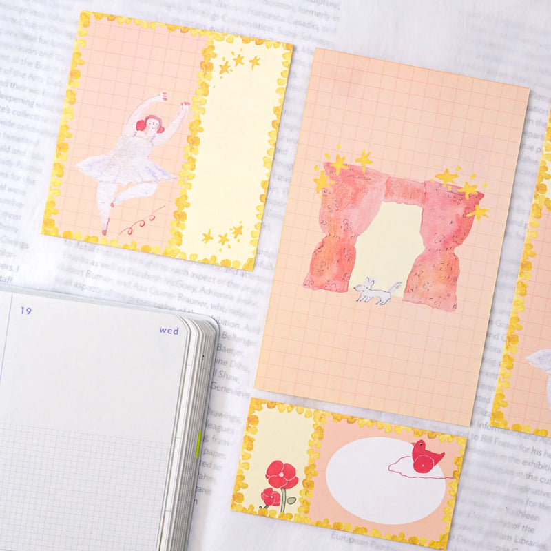 On Stage M6 Notebook Refills by Dodolulu — ballerina-and-curtain pastel insert cards, for journaling