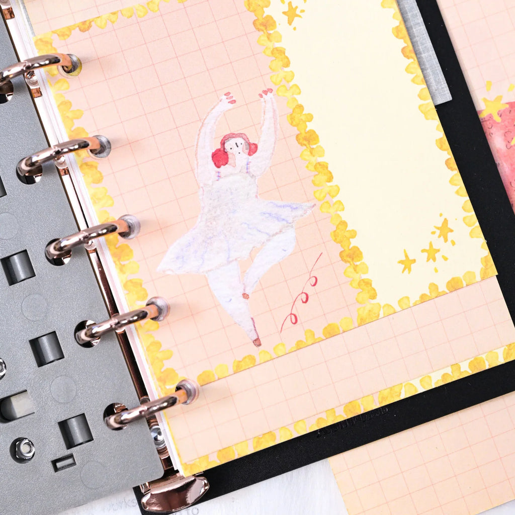 On Stage M6 Notebook Refills by Dodolulu — ballerina grid insert page with stars, for journaling