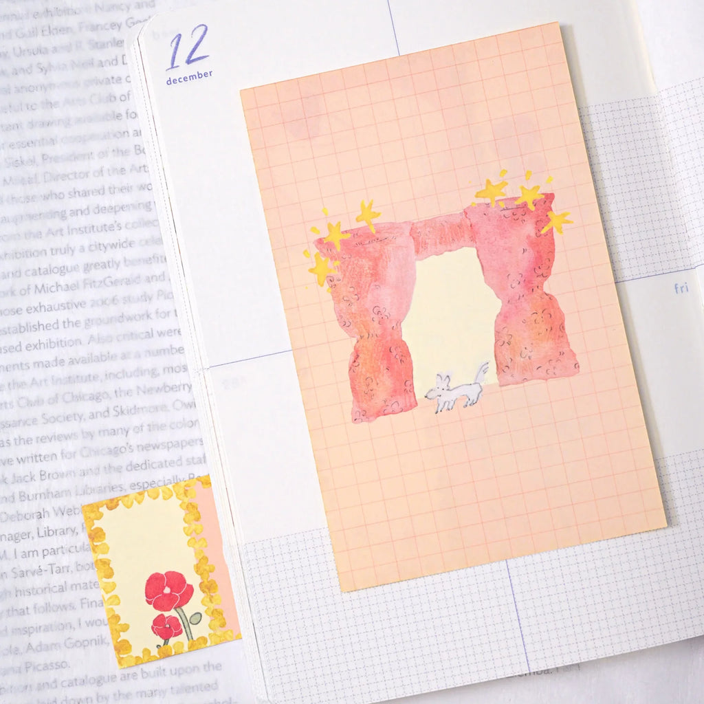 On Stage M6 Notebook Refills by Dodolulu — archway-and-cat watercolour insert print, for journaling