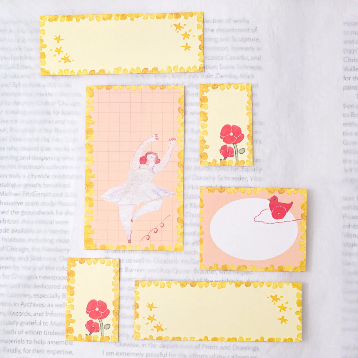 On Stage M6 Notebook Refills by Dodolulu — ballerina-and-poppies bordered insert cards, for journaling