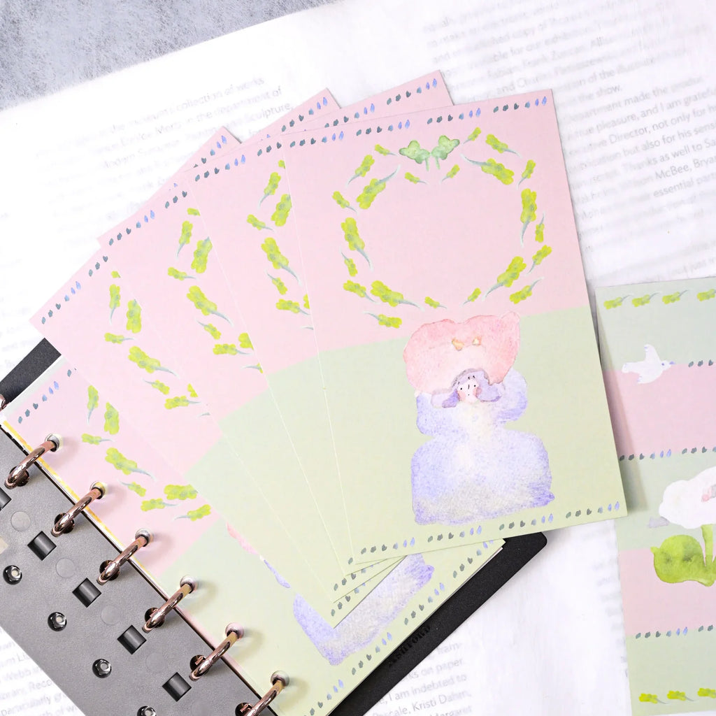 Growing Thoughts M6 Notebook Refills by Dodolulu — stack of pink-and-mint illustrated inserts, for journaling