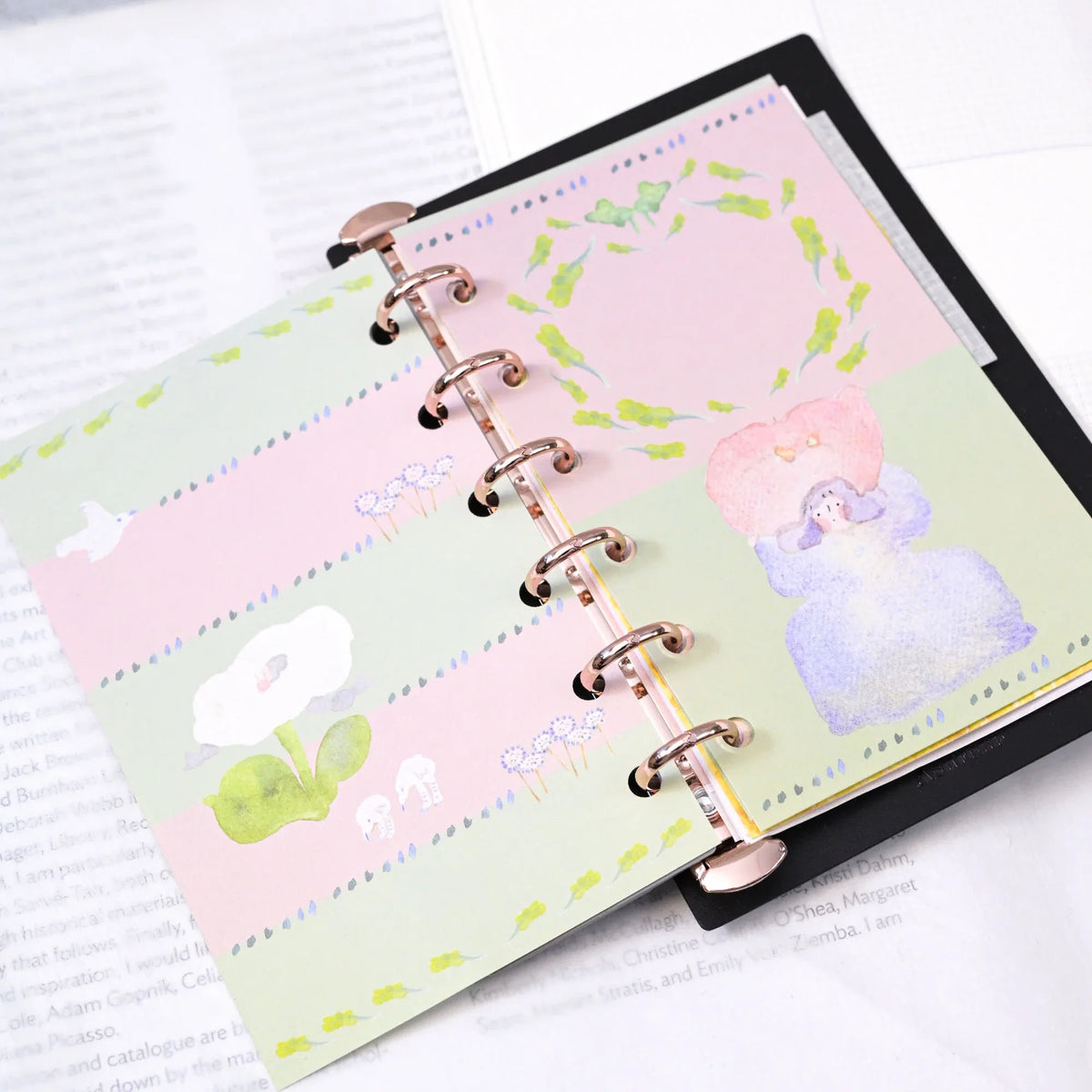 Growing Thoughts M6 Notebook Refills by Dodolulu — floral inserts in an open ring notebook, for journaling