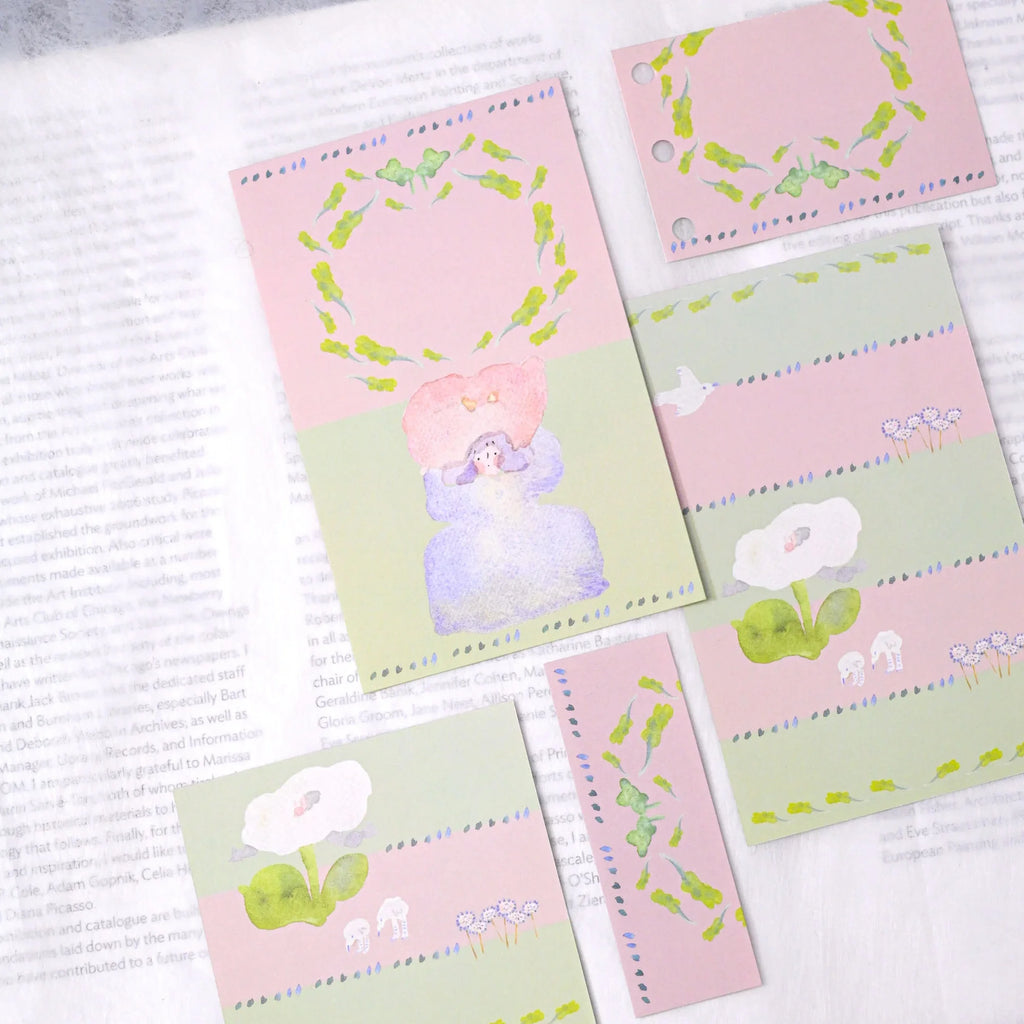 Growing Thoughts M6 Notebook Refills by Dodolulu — bunny-and-flower pastel insert cards, for journaling