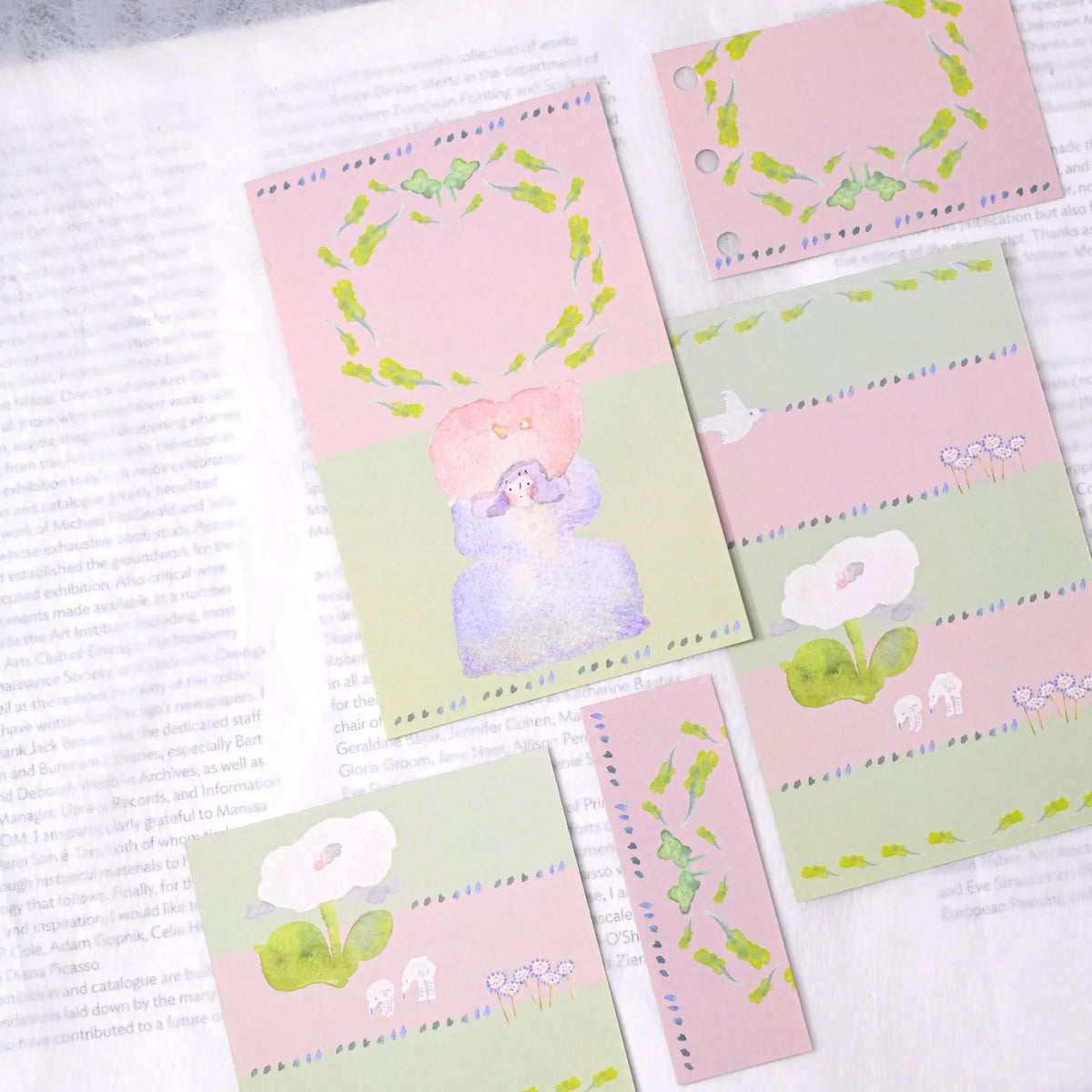 Growing Thoughts M6 Notebook Refills by Dodolulu — bunny-and-flower pastel insert cards, for journaling