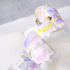 Easy Afternoon Memo Label Tape by Dodolulu — purple-dress-girl washi label tape unrolled, for journaling