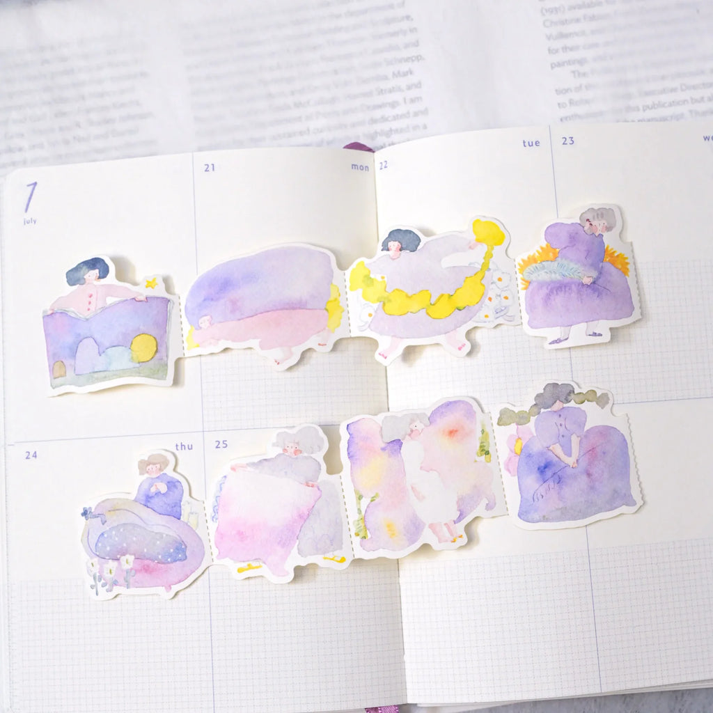 Easy Afternoon Memo Label Tape by Dodolulu — pastel character label tape stickers, for journaling