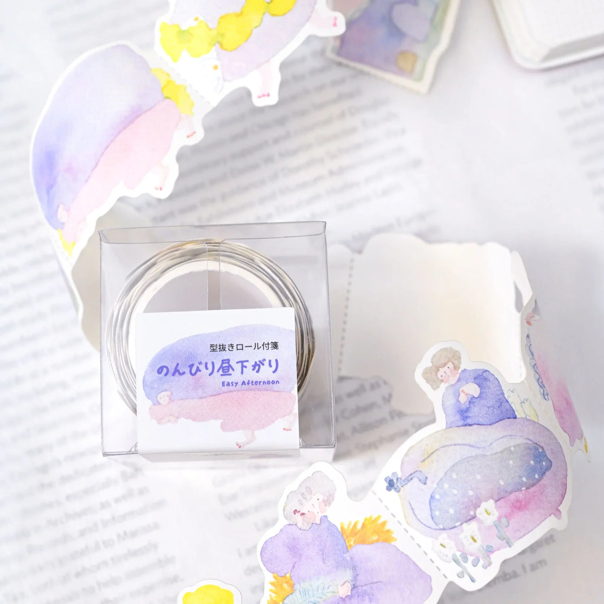 Easy Afternoon Memo Label Tape by Dodolulu — boxed label tape roll with sticker sheets, for journaling