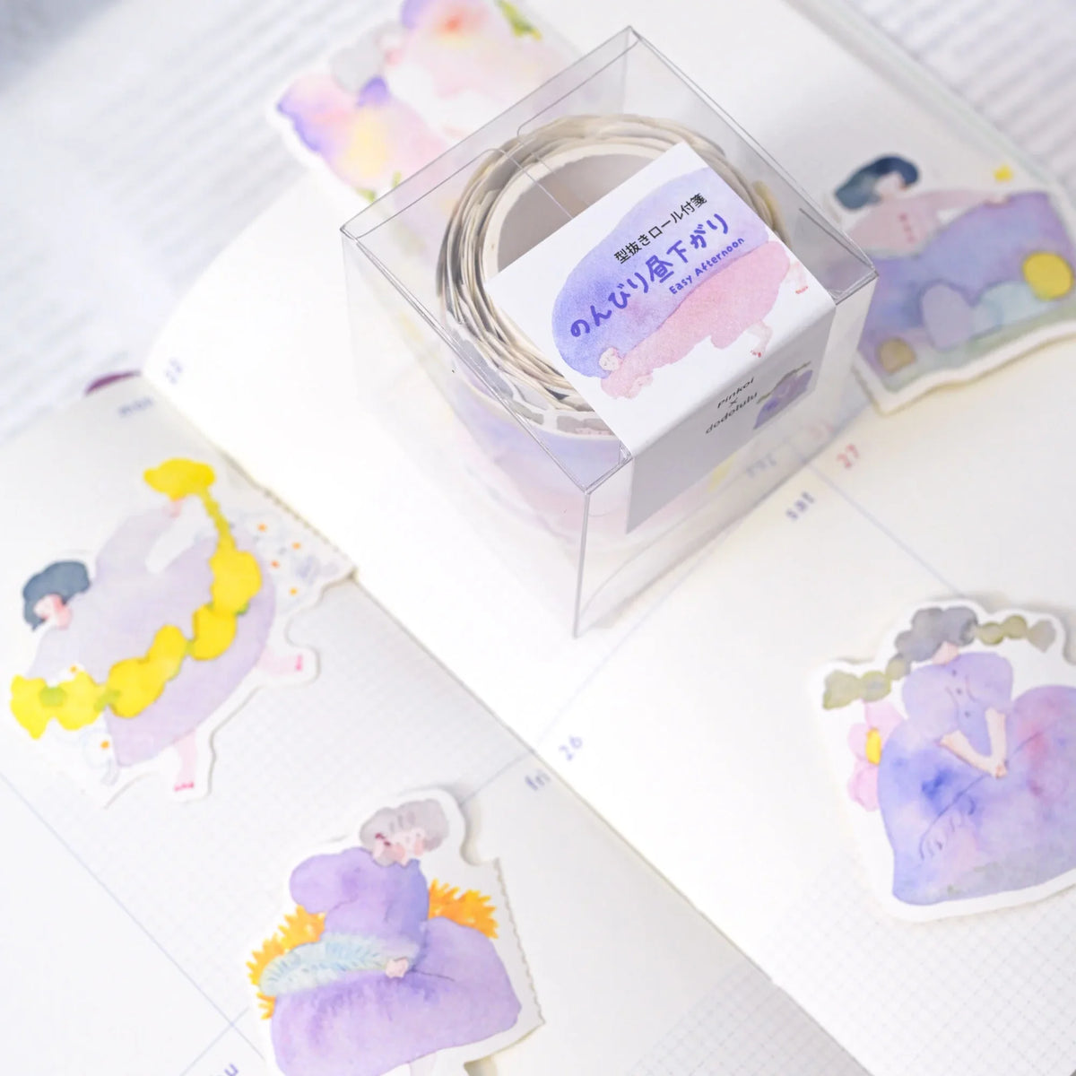 Easy Afternoon Memo Label Tape by Dodolulu — boxed label tape with matching sticker sheets, for journaling