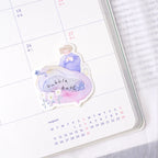 Easy Afternoon Memo Label Tape by Dodolulu — 'bubble bath!' die-cut sticker in a planner, for journaling