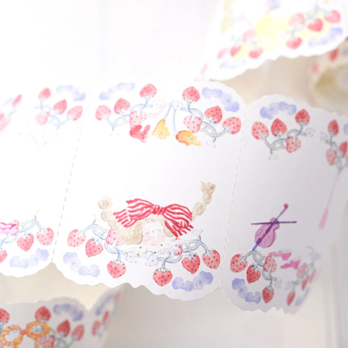 Berry Tales Memo Label Tape by Dodolulu — strawberry-and-flower label tape design, for journaling