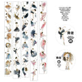 Set of decorative paper strips with ballerina illustrations on a white background