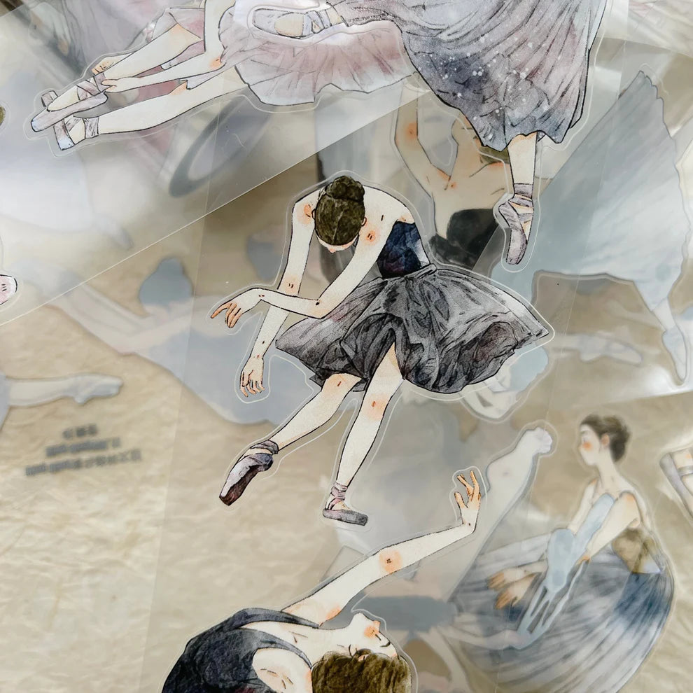 Dancer 41 PET Tape mirrored ballerina-in-tutu design on a textured beige backdrop