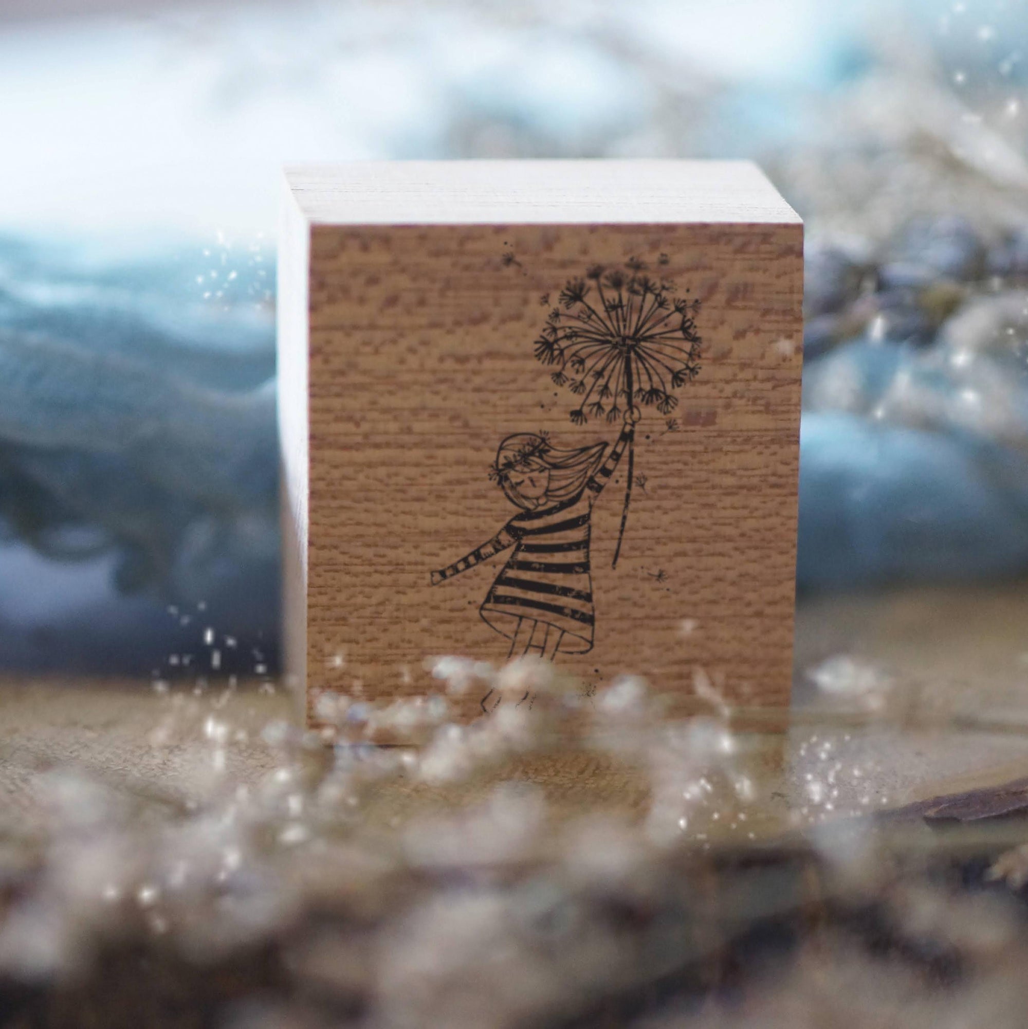 Dandelion Rubber Stamp by Black Milk Project with an airy dandelion-in-bloom botanical design