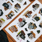 Collection of numbered and lettered碎片 on a white background