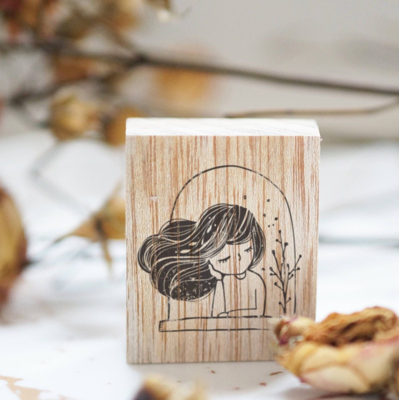 Day Dream Rubber Stamp by Black Milk Project with a soft reflective daydreaming scene design
