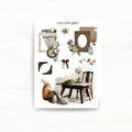 Collage of decorative items with 'crea with gaby' branding on a white background