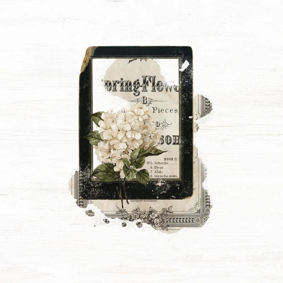 Nostalgia 01 Vinyl Sticker die-cut vintage watch face design with florals and text on white